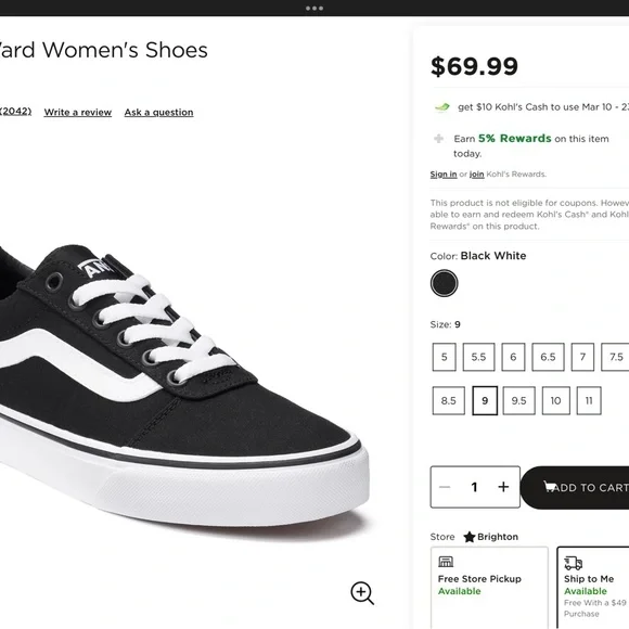 Vans Ward - Black and White Sneakers - Picture 3 of 3